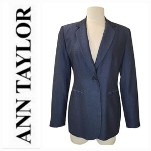 Ann Taylor 1-Button Tailored Blazer Jacket in Steel Blue Sz 2 NWT